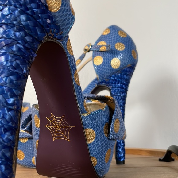 Mojo Moxy Sexy Platform Ankle Strap Polka Dot Bow Heels - Picture 3 of 8